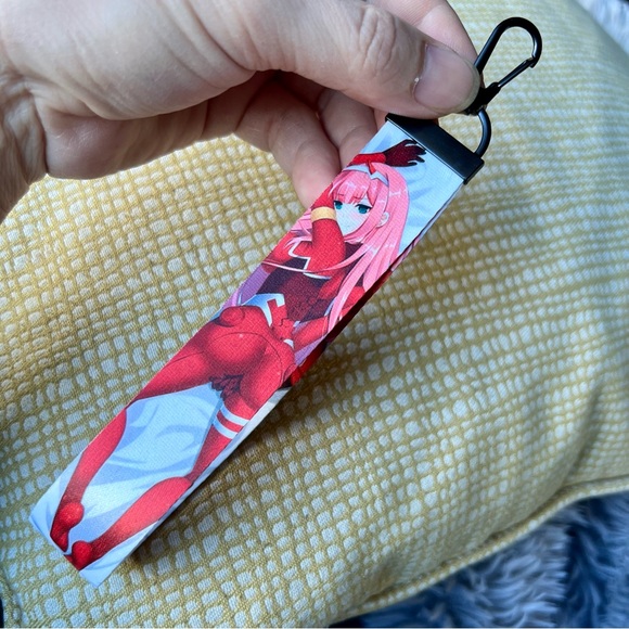 Handmade Anime Darling Franxx Zero Two Wristlet Lanyard Keychain - Picture 3 of 4